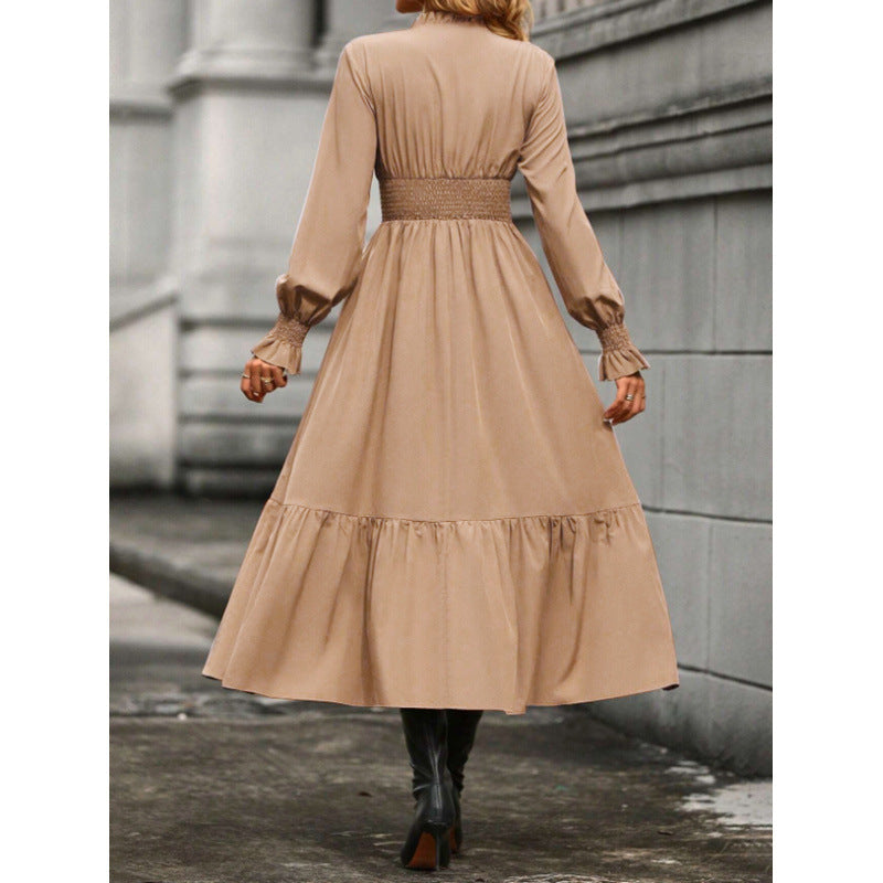 Damen Maxikleid mit schwingendem Rock und elastischem Tailleneinsatz R&B