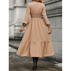 Damen Maxikleid mit schwingendem Rock und elastischem Tailleneinsatz R&B