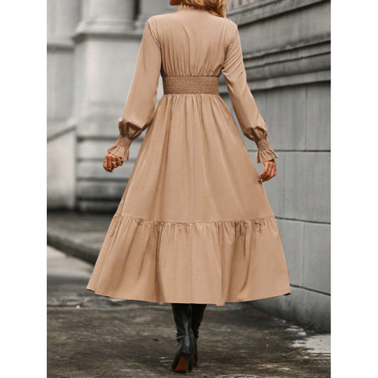 Damen Maxikleid mit schwingendem Rock und elastischem Tailleneinsatz R&B