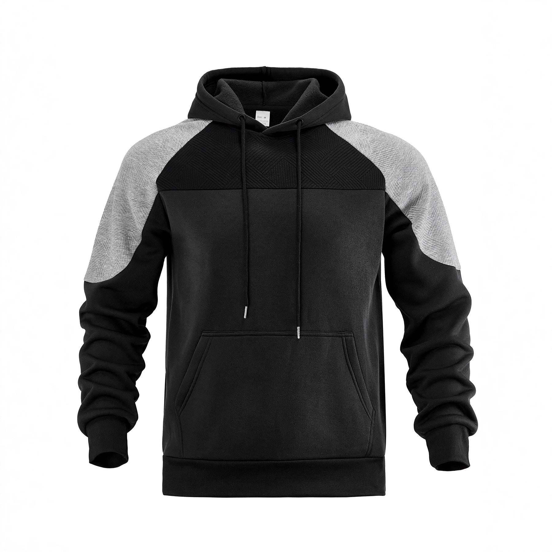 Herren sportlicher Kapuzenpullover mit geometrischen Akzenten und Kängurutasche R&B