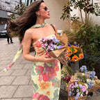 Damen Elegantes Maxikleid mit floralem Muster und schicker Rückenschnürung R&B