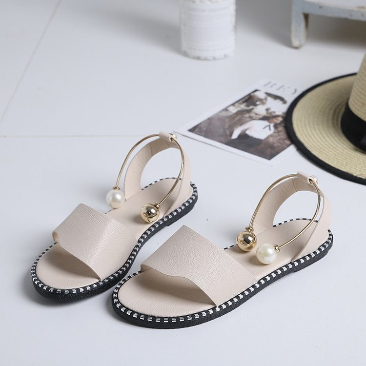 Damen Riemensandalen mit elegantem Perlenschmuck und bequemem Fußbett R&B