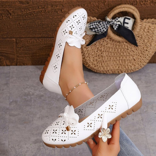 Damen elegante Ballerinas mit floralem Cut-Out-Design R&B