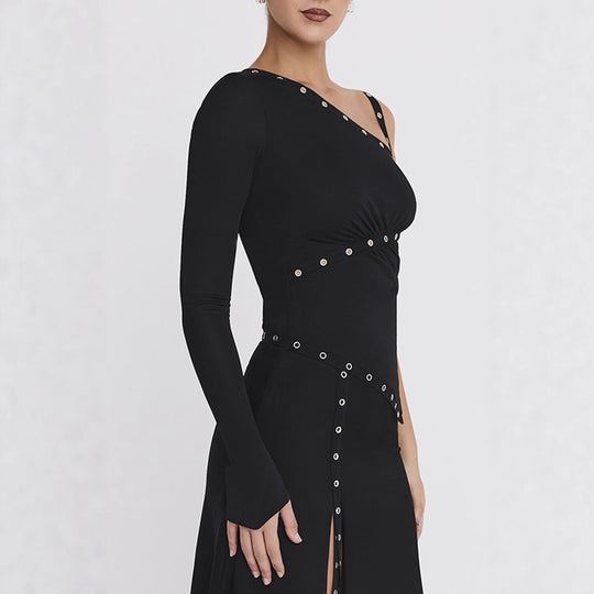 Damen Elegantes Oberteil mit asymmetrischem Schnitt und dekorativen Ösen R&B