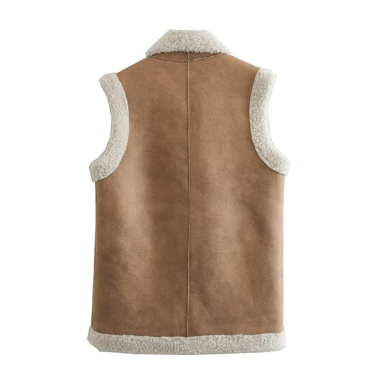 Damen Weste aus Kunstfell mit elegante Knopfdetails R&B
