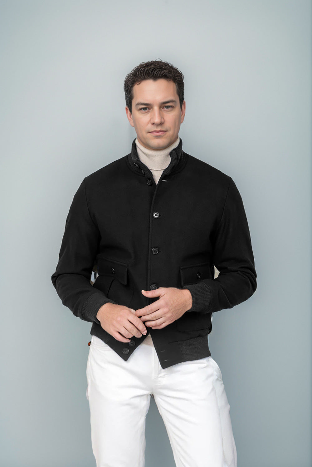 Herren modische Übergangsjacke mit praktischem Stehkragen und funktionalen Reißverschlusstaschen R&B
