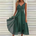 Damen Halbarm Abendkleid mit zarter Spitze und raffinierten Falten R&B
