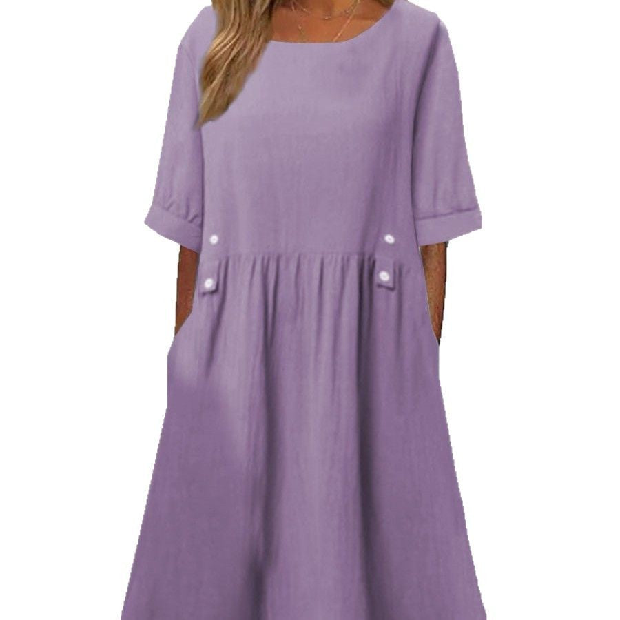 Damen unkompliziertes Sommerkleid mit praktischen Taschen und einem lockeren Schnitt