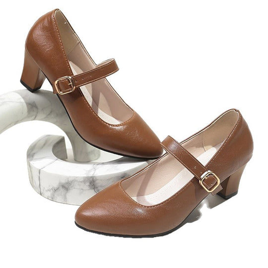 Damen Mary Jane Pumps mit modischem Riemendesign R&B