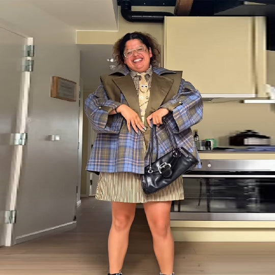 Damen Kariertes Übergröße Blazer R&B