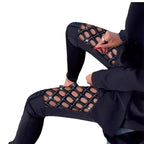 Damen Figurbetonte Leggings mit Netzdetails R&B