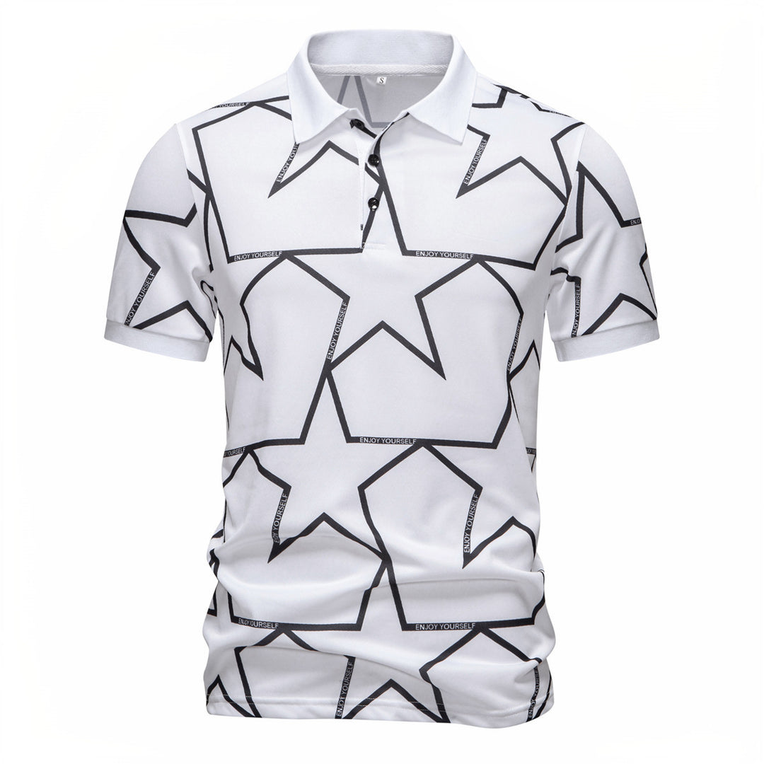 Herren Poloshirt mit modernem Sternen-Design und atmungsaktiven Materialien R&B