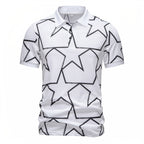Herren Poloshirt mit modernem Sternen-Design und atmungsaktiven Materialien
