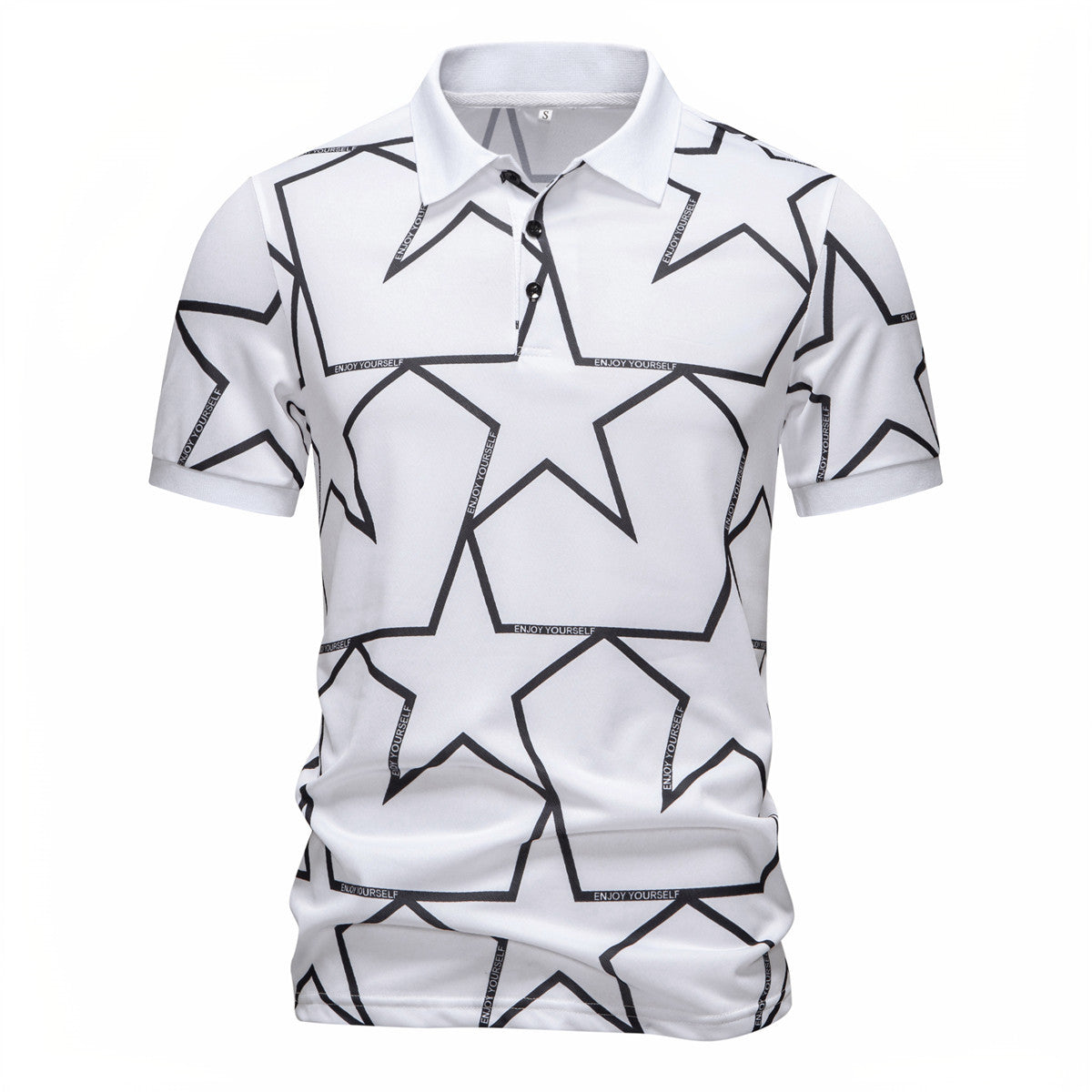 Herren Poloshirt mit modernem Sternen-Design und atmungsaktiven Materialien