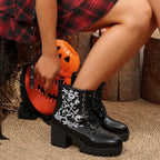 Damen Boots mit metallic-farbenem Plateau und floralen Stickereien R&B