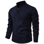 Herren nan Feinstrickpullover mit Kurzreißverschluss Stehkragen elastischen Bündchen R&B
