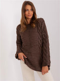 Damen Grobstrickpullover mit modernem Zopfmuster und weiten Ärmeln R&B