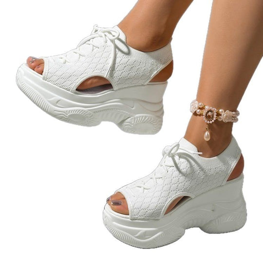 Damen modische Plateau-Sandalen mit atmungsaktiven Netzoberteil R&B