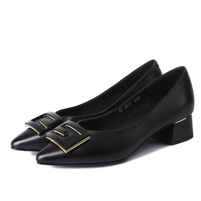 Damen Elegante Pumps mit modischer Schnallenverzierung und bequemem Blockabsatz R&B