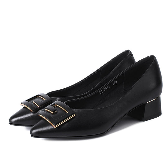Damen Elegante Pumps mit modischer Schnallenverzierung und bequemem Blockabsatz R&B