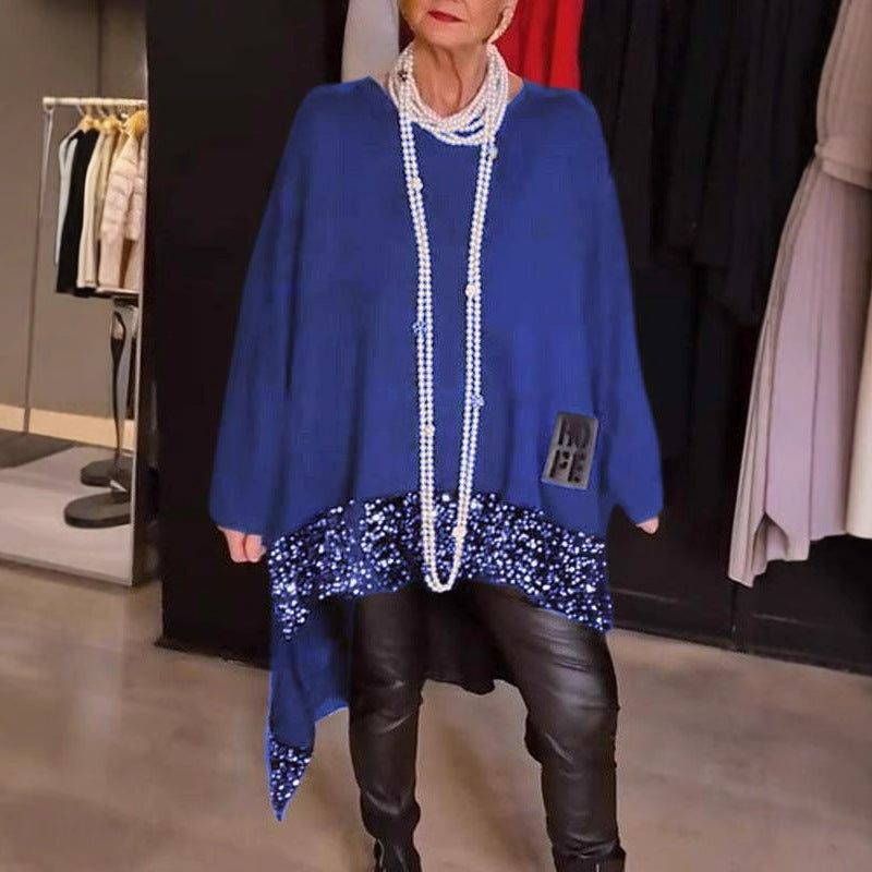 Damen Elegantes und fließendes asymmetrisches Strickoberteil R&B