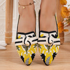 Damen Ballerinas mit modischem Knoten-Design und grafischem Muster R&B