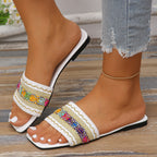 Damen modische Slides mit floralem Dekor R&B