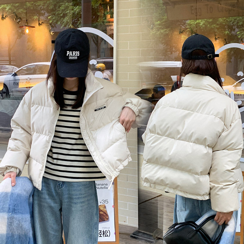 Damen Stylische und ultraleichte Pufferjacke mit hohem Kragen und praktischen Taschen R&B
