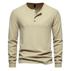 Herren Langarmshirt mit Knopfleiste und strukturiertem Design R&B