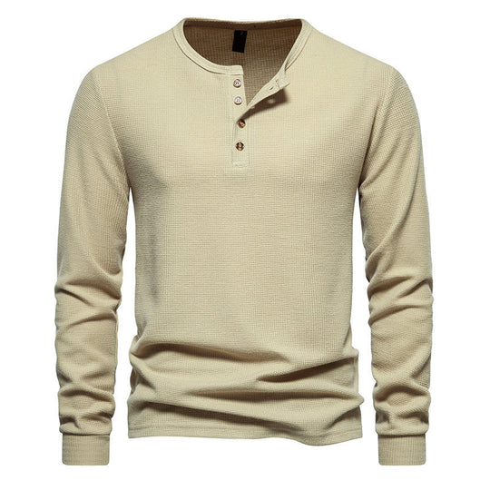 Herren Langarmshirt mit Knopfleiste und strukturiertem Design R&B