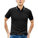Herren Kurzarm-Polohemd mit modernem Bicolor-Kragen und atmungsaktiver Baumwollqualität