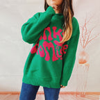 Damen lässiger Pullover mit großflächiger Schriftzug-Applikation R&B