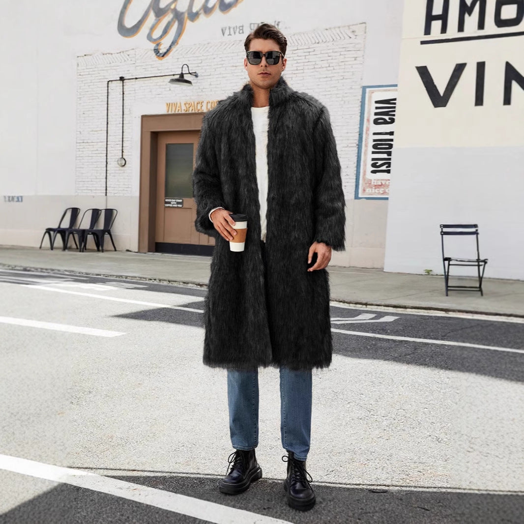 Herren Eleganter und kuscheliger Langmantel aus Kunstfell R&B