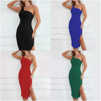 Damen Elegantes One-Shoulder Maxikleid mit seitlichem Schlitz R&B