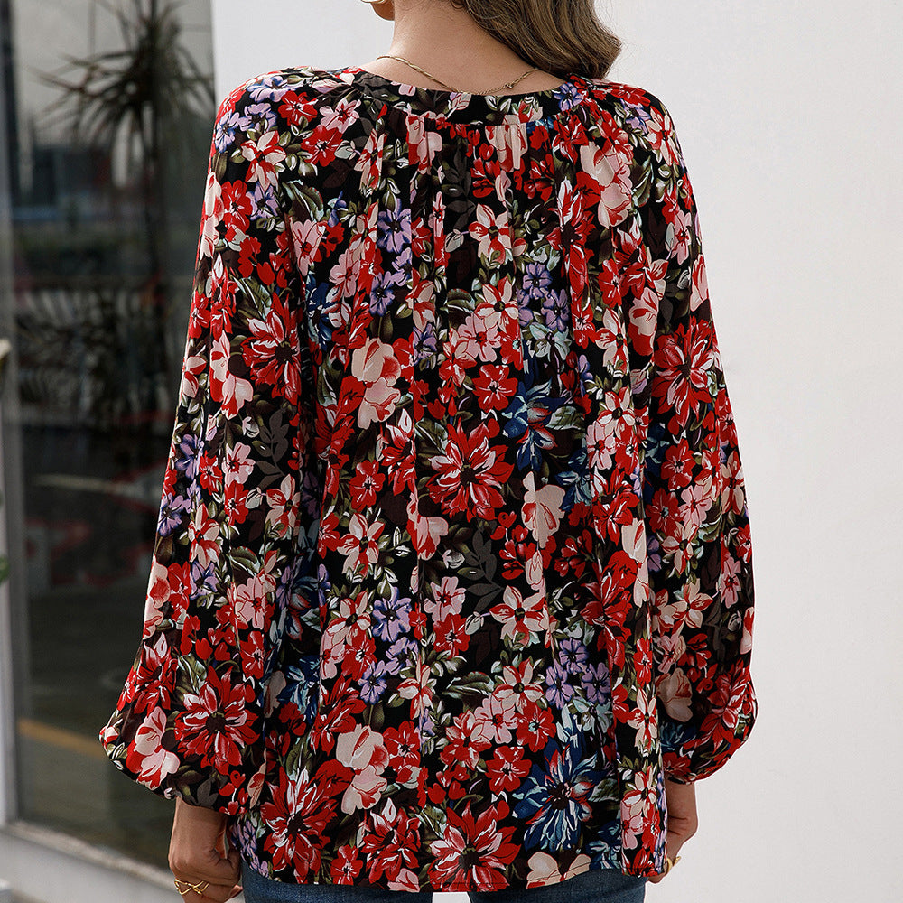 Damen Bluse mit floralen Mustern und luftigen Ärmeln R&B