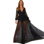 Damen Elegantes Transparenzkleid mit glanzvollen Akzenten R&B