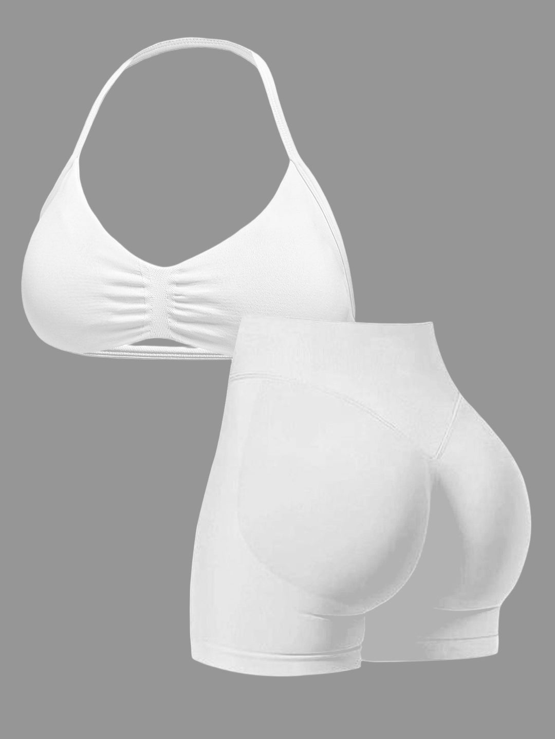 Damen Sport-Bikini-Oberteil mit hoch geschnittenen Shorts und nahtlosem Design R&B