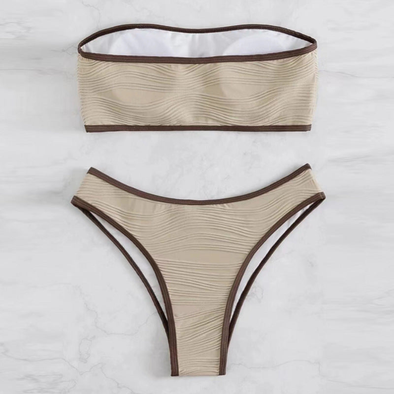 Damen Bandeau-Bikini-Set mit strukturiertem Design R&B