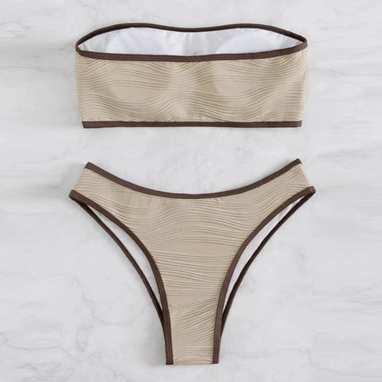 Damen Bandeau-Bikini-Set mit strukturiertem Design R&B