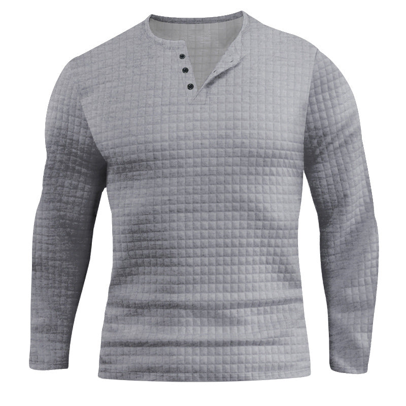 Herren Langarmshirt mit strukturiertem Design und modischem Knopfverschluss R&B