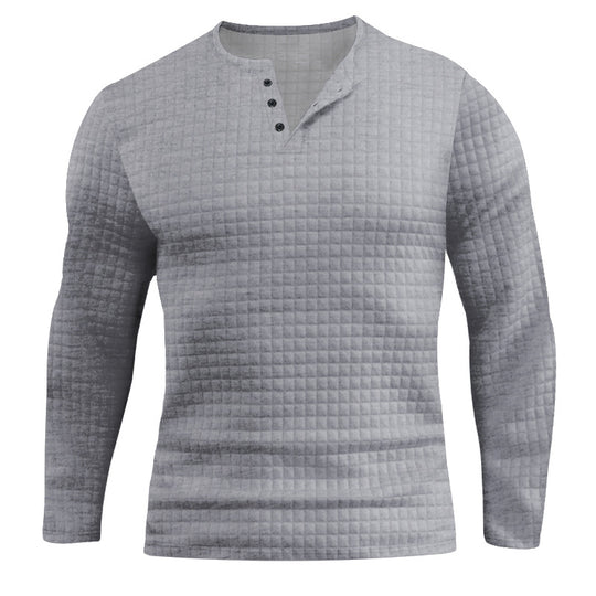 Herren Langarmshirt mit strukturiertem Design und modischem Knopfverschluss R&B