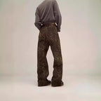 Damen Weit geschnittene Leoprint-Hose mit flexiblem Bund und modischem Design R&B
