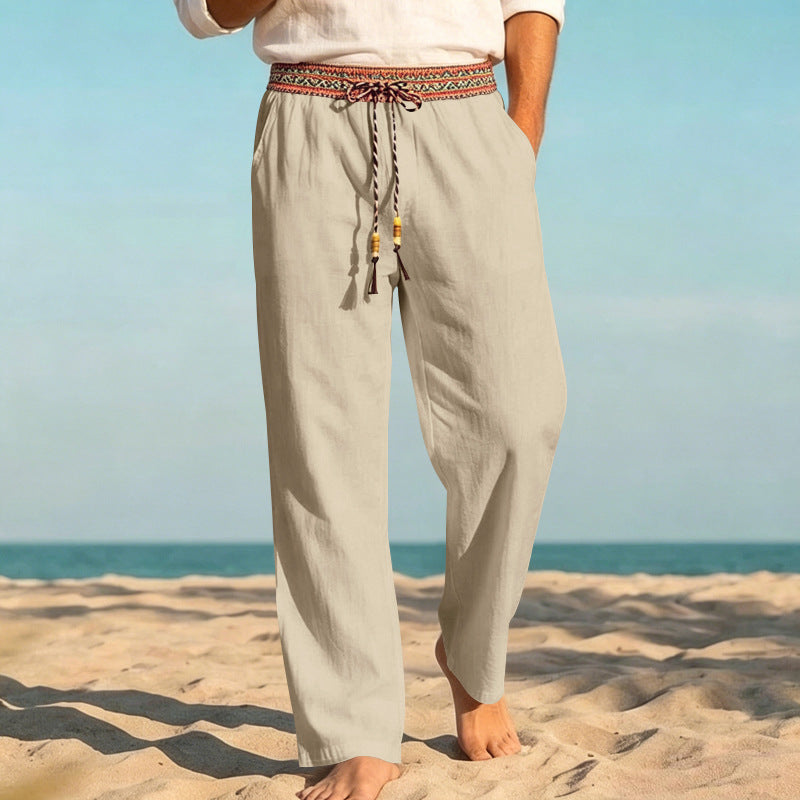 Herren nan sommerliche Relaxhose mit gewR&Btem Zierbund und geradem Bein R&B