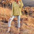 Damen Overshirt im lässigen Strickdesign mit Knopfverschluss und Brusttasche R&B