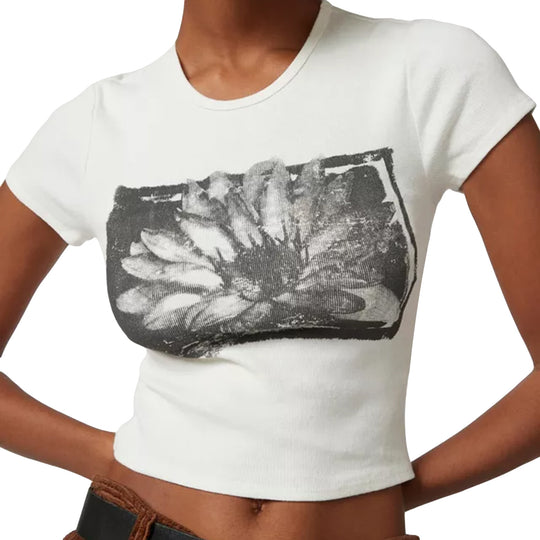 Damen Crop-Top mit floralem Druckdesign R&B