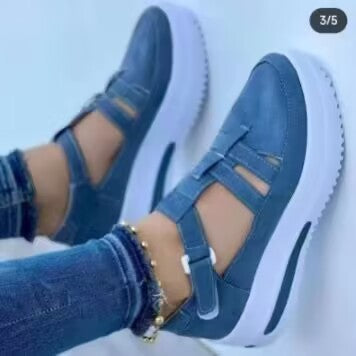 Damen Plateau-Sneaker mit modischem Kreuzriemen und rutschfester Sohle R&B