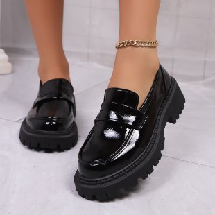 Damen Modische Lacklederschuhe mit robustem Profil R&B