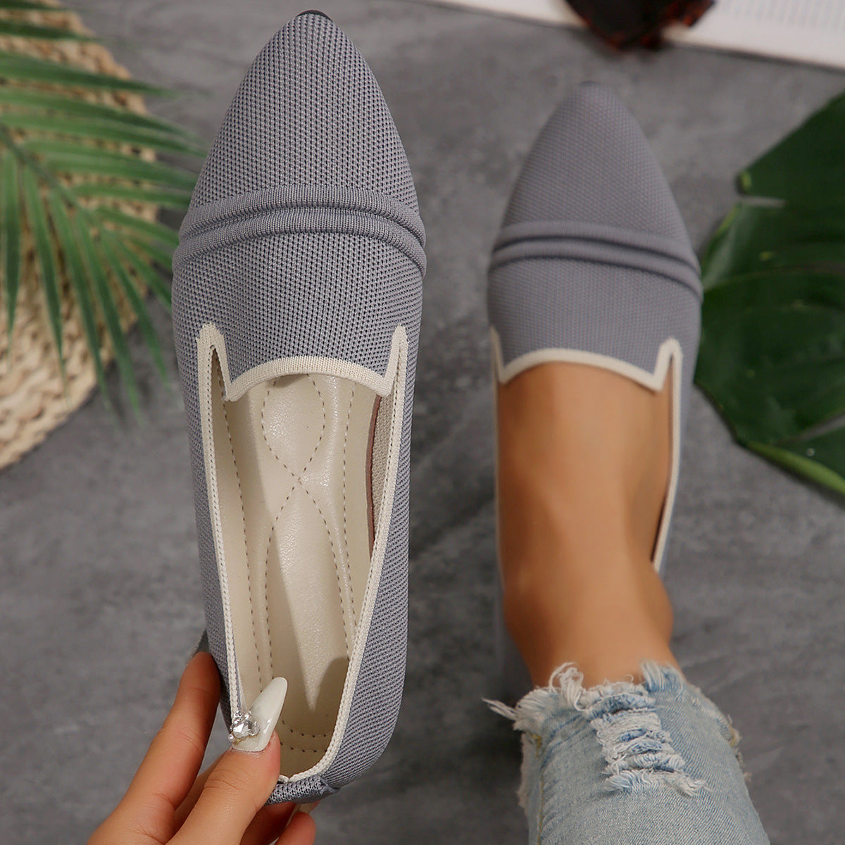 Damen elegante Slipper mit atmungsaktivem Obermaterial R&B