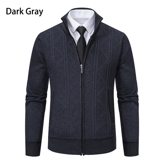 Herren modische Strickjacke mit hohem Kragen und Reißverschluss R&B