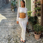 Damen elegantes und luftiges Crop-Top mit passendem Maxirock R&B